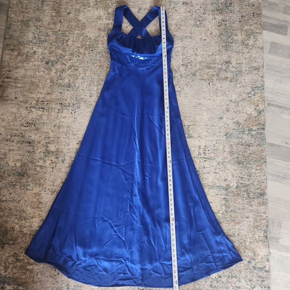 Calvin Klein Cobalt Blue Sequin Waist Gown Size 6 Formal Maxi Dress - Picture 7 of 12